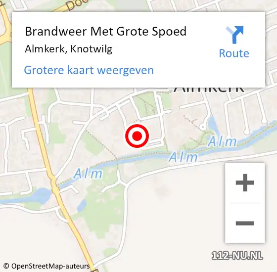 Locatie op kaart van de 112 melding: Brandweer Met Grote Spoed Naar Almkerk, Knotwilg op 29 januari 2015 16:22