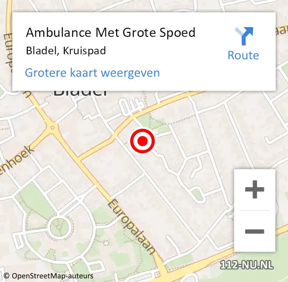 Locatie op kaart van de 112 melding: Ambulance Met Grote Spoed Naar Bladel, Kruispad op 29 januari 2015 17:03