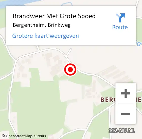 Locatie op kaart van de 112 melding: Brandweer Met Grote Spoed Naar Bergentheim, Brinkweg op 29 januari 2015 17:14