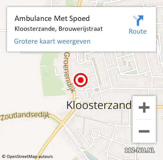 Locatie op kaart van de 112 melding: Ambulance Met Spoed Naar Kloosterzande, Brouwerijstraat op 29 januari 2015 17:33