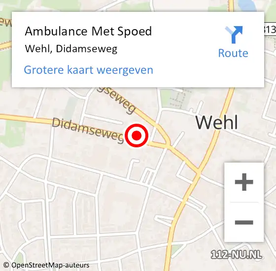 Locatie op kaart van de 112 melding: Ambulance Met Spoed Naar Wehl, Didamseweg op 29 januari 2015 17:35