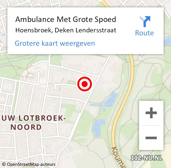 Locatie op kaart van de 112 melding: Ambulance Met Grote Spoed Naar Hoensbroek, Deken Lendersstraat op 29 januari 2015 17:35