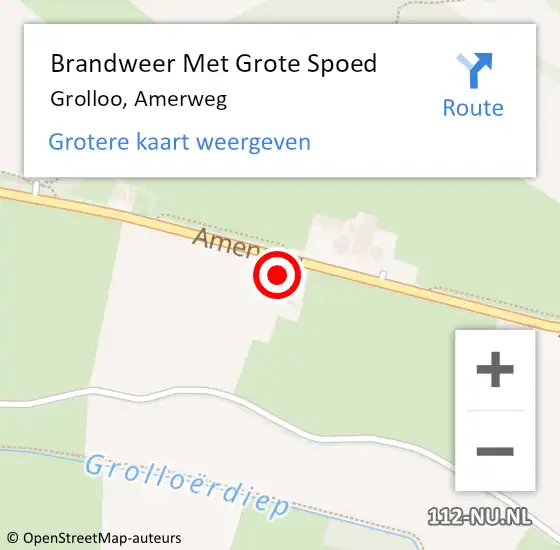 Locatie op kaart van de 112 melding: Brandweer Met Grote Spoed Naar Grolloo, Amerweg op 29 januari 2015 17:53