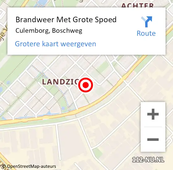 Locatie op kaart van de 112 melding: Brandweer Met Grote Spoed Naar Culemborg, Boschweg op 29 januari 2015 17:57