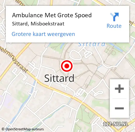 Locatie op kaart van de 112 melding: Ambulance Met Grote Spoed Naar Sittard, Misboekstraat op 28 oktober 2013 13:40