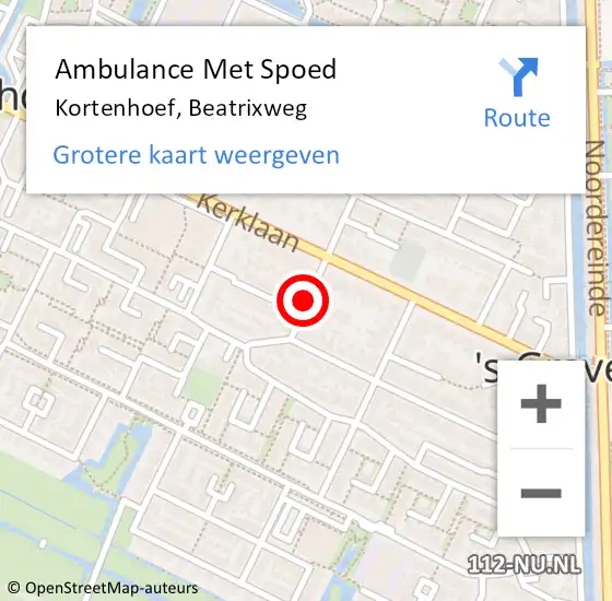 Locatie op kaart van de 112 melding: Ambulance Met Spoed Naar Kortenhoef, Beatrixweg op 29 januari 2015 19:25