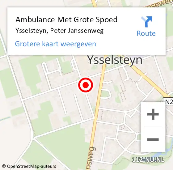 Locatie op kaart van de 112 melding: Ambulance Met Grote Spoed Naar Ysselsteyn, Peter Janssenweg op 29 januari 2015 19:30