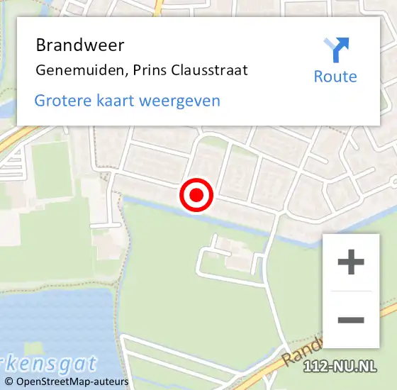 Locatie op kaart van de 112 melding: Brandweer Genemuiden, Prins Clausstraat op 29 januari 2015 19:36