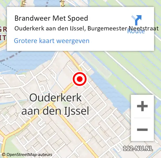 Locatie op kaart van de 112 melding: Brandweer Met Spoed Naar Ouderkerk aan den IJssel, Burgemeester Neetstraat op 29 januari 2015 20:10