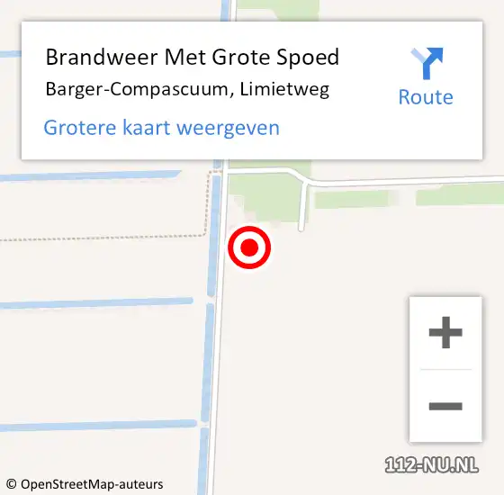 Locatie op kaart van de 112 melding: Brandweer Met Grote Spoed Naar Barger-Compascuum, Limietweg op 29 januari 2015 20:46
