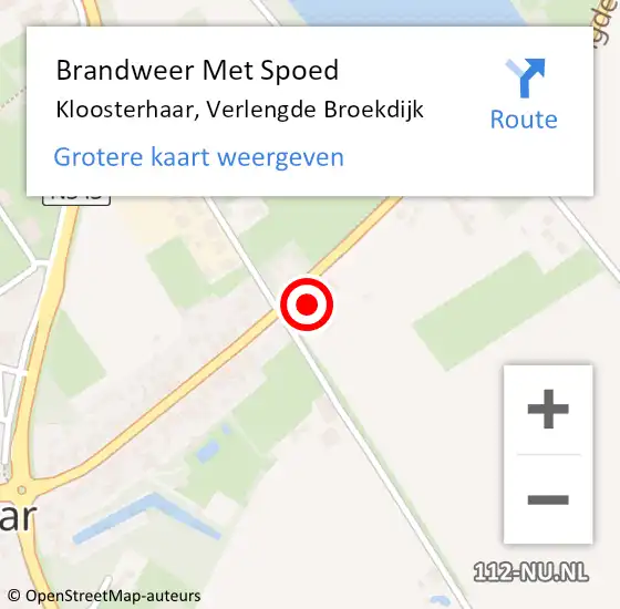 Locatie op kaart van de 112 melding: Brandweer Met Spoed Naar Kloosterhaar, Verlengde Broekdijk op 28 oktober 2013 13:45