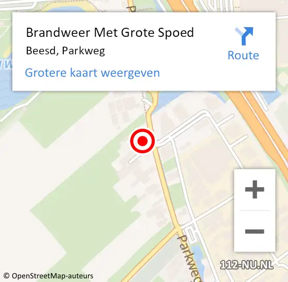 Locatie op kaart van de 112 melding: Brandweer Met Grote Spoed Naar Beesd, Parkweg op 29 januari 2015 20:58