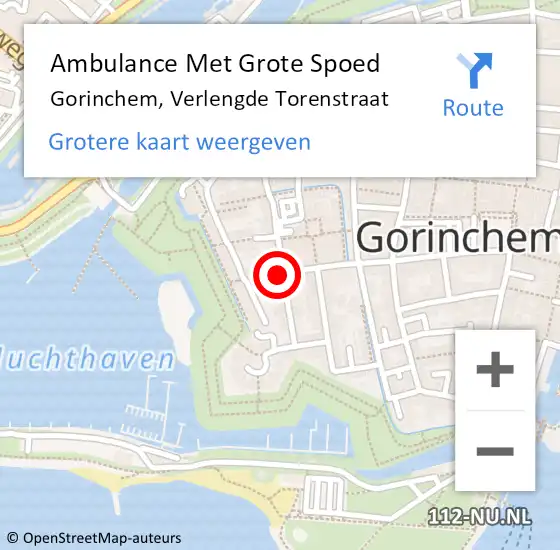 Locatie op kaart van de 112 melding: Ambulance Met Grote Spoed Naar Gorinchem, Verlengde Torenstraat op 28 oktober 2013 13:46