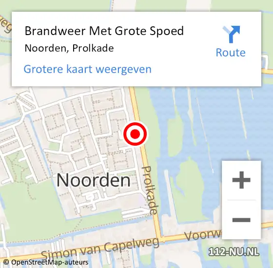 Locatie op kaart van de 112 melding: Brandweer Met Grote Spoed Naar Noorden, Prolkade op 29 januari 2015 21:41