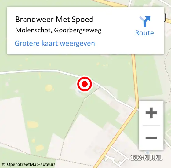 Locatie op kaart van de 112 melding: Brandweer Met Spoed Naar Molenschot, Goorbergseweg op 29 januari 2015 21:44