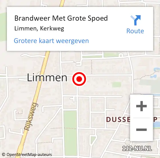 Locatie op kaart van de 112 melding: Brandweer Met Grote Spoed Naar Limmen, Kerkweg op 29 januari 2015 22:24