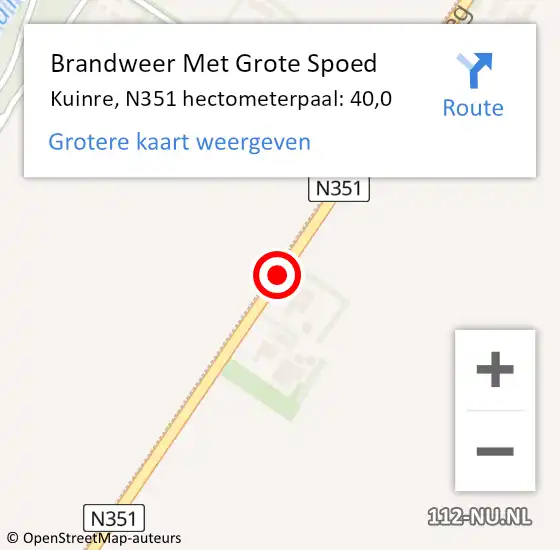 Locatie op kaart van de 112 melding: Brandweer Met Grote Spoed Naar Kuinre, N351 hectometerpaal: 40,0 op 29 januari 2015 22:57