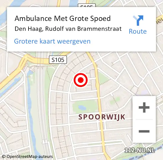 Locatie op kaart van de 112 melding: Ambulance Met Grote Spoed Naar Den Haag, Rudolf van Brammenstraat op 29 januari 2015 22:58