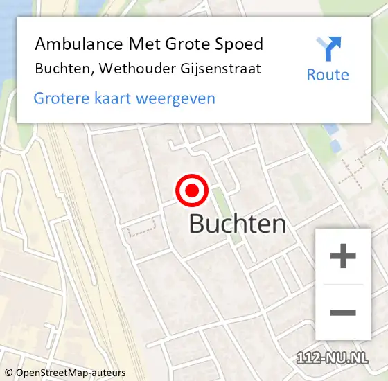 Locatie op kaart van de 112 melding: Ambulance Met Grote Spoed Naar Buchten, Wethouder Gijsenstraat op 29 januari 2015 23:32