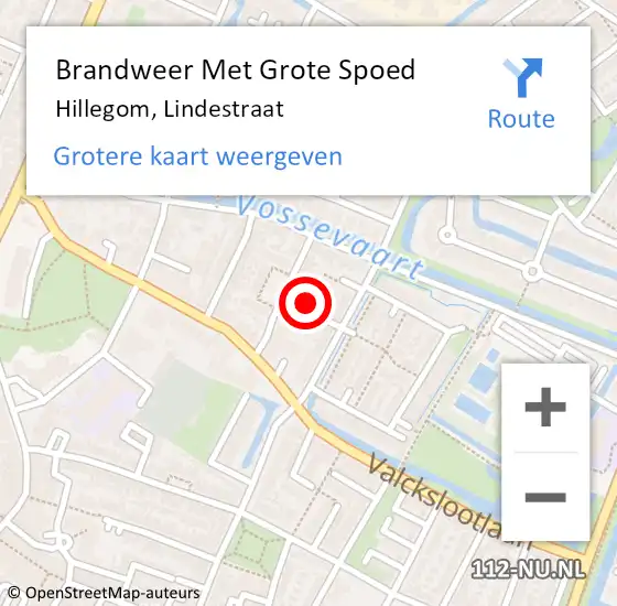 Locatie op kaart van de 112 melding: Brandweer Met Grote Spoed Naar Hillegom, Lindestraat op 29 januari 2015 23:55