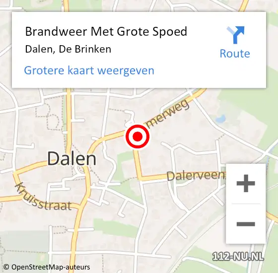 Locatie op kaart van de 112 melding: Brandweer Met Grote Spoed Naar Dalen, De Brinken op 30 januari 2015 00:16