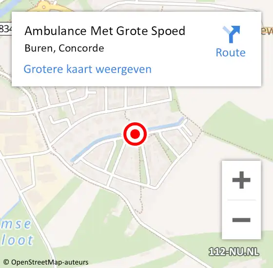 Locatie op kaart van de 112 melding: Ambulance Met Grote Spoed Naar Buren, Concorde op 30 januari 2015 00:36