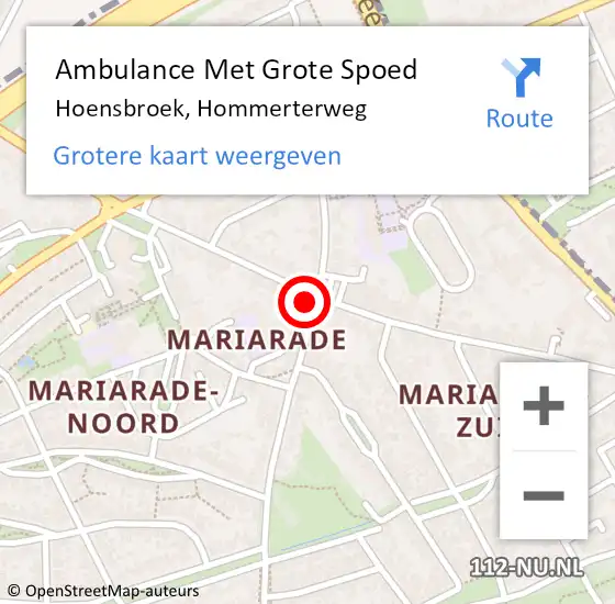 Locatie op kaart van de 112 melding: Ambulance Met Grote Spoed Naar Hoensbroek, Hommerterweg op 30 januari 2015 01:49