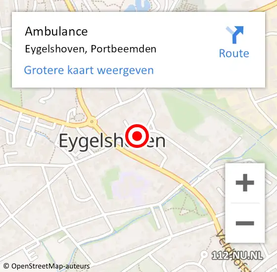 Locatie op kaart van de 112 melding: Ambulance Eygelshoven, Portbeemden op 30 januari 2015 04:39