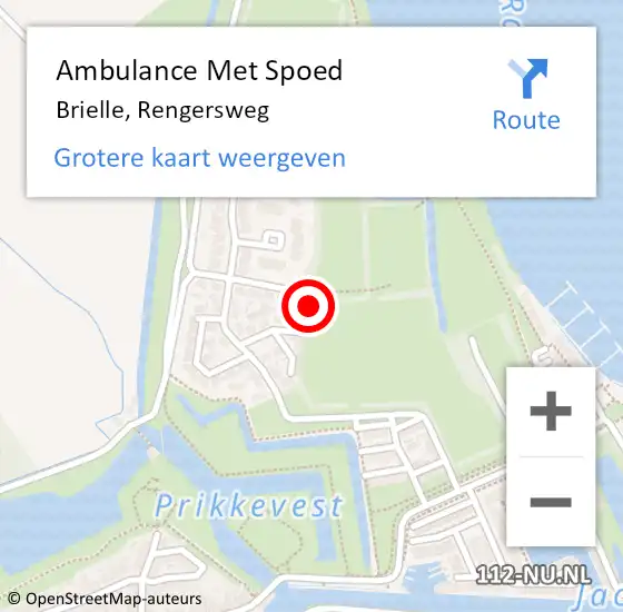 Locatie op kaart van de 112 melding: Ambulance Met Spoed Naar Brielle, Rengersweg op 30 januari 2015 04:43