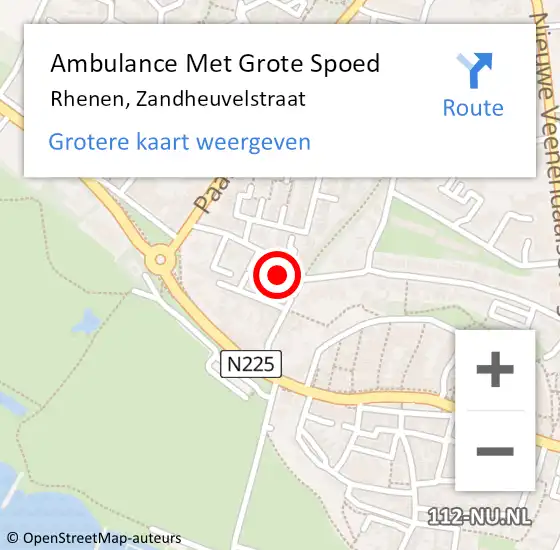 Locatie op kaart van de 112 melding: Ambulance Met Grote Spoed Naar Rhenen, Zandheuvelstraat op 30 januari 2015 04:44