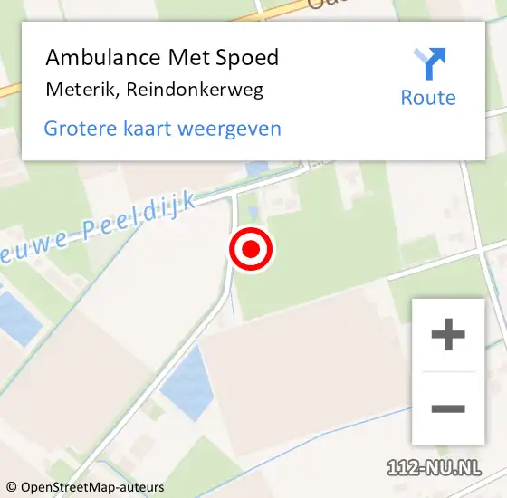 Locatie op kaart van de 112 melding: Ambulance Met Spoed Naar Meterik, Reindonkerweg op 30 januari 2015 05:14