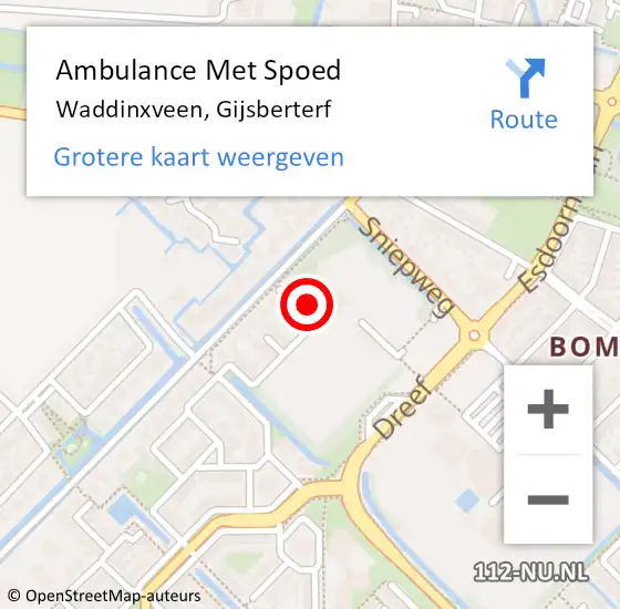 Locatie op kaart van de 112 melding: Ambulance Met Spoed Naar Waddinxveen, Gijsberterf op 30 januari 2015 06:45