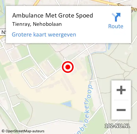 Locatie op kaart van de 112 melding: Ambulance Met Grote Spoed Naar Tienray, Nehobolaan op 30 januari 2015 07:22