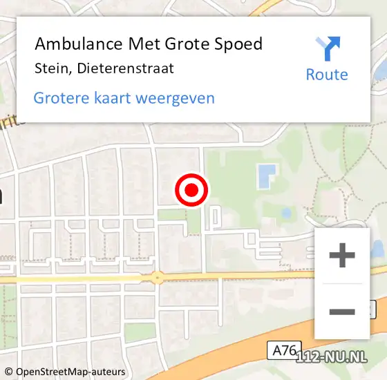 Locatie op kaart van de 112 melding: Ambulance Met Grote Spoed Naar Stein, Dieterenstraat op 30 januari 2015 07:38