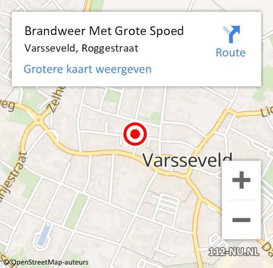 Locatie op kaart van de 112 melding: Brandweer Met Grote Spoed Naar Varsseveld, Roggestraat op 30 januari 2015 07:49