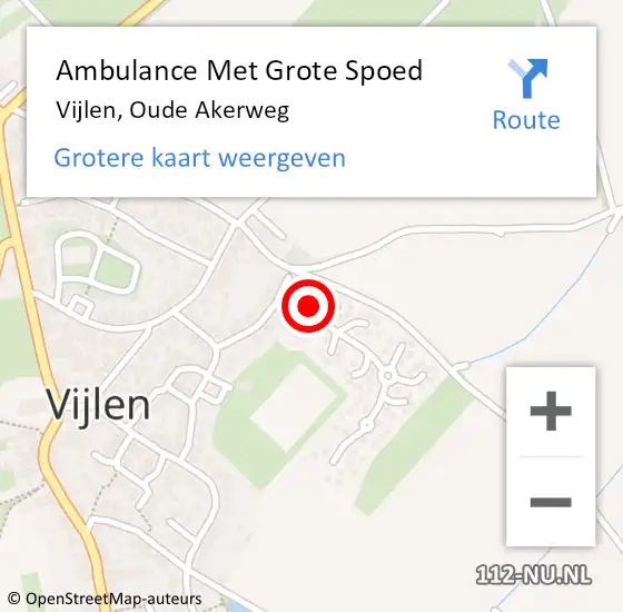 Locatie op kaart van de 112 melding: Ambulance Met Grote Spoed Naar Vijlen, Oude Akerweg op 30 januari 2015 07:50