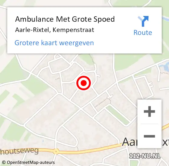 Locatie op kaart van de 112 melding: Ambulance Met Grote Spoed Naar Aarle-Rixtel, Kempenstraat op 30 januari 2015 08:12