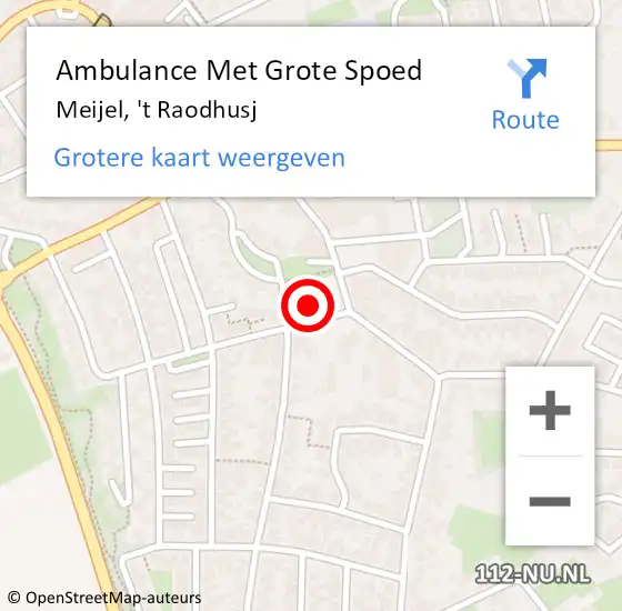 Locatie op kaart van de 112 melding: Ambulance Met Grote Spoed Naar Meijel, 't Raodhusj op 30 januari 2015 08:27