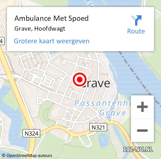 Locatie op kaart van de 112 melding: Ambulance Met Spoed Naar Grave, Hoofdwagt op 30 januari 2015 08:37