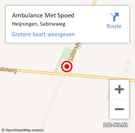 Locatie op kaart van de 112 melding: Ambulance Met Spoed Naar Heijningen, Sabinaweg op 30 januari 2015 08:48