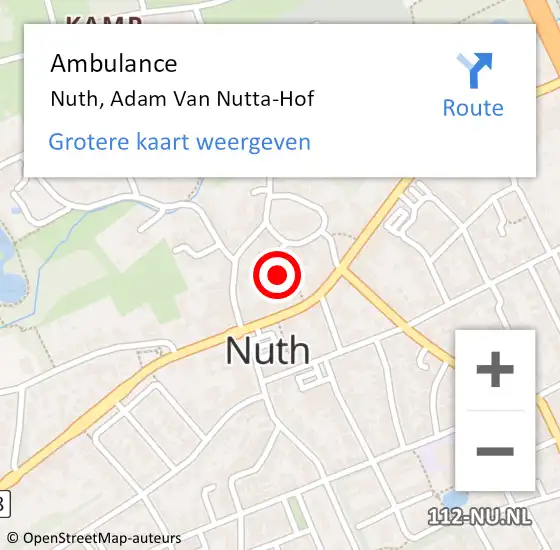 Locatie op kaart van de 112 melding: Ambulance Nuth, Adam Van Nutta-Hof op 30 januari 2015 08:51