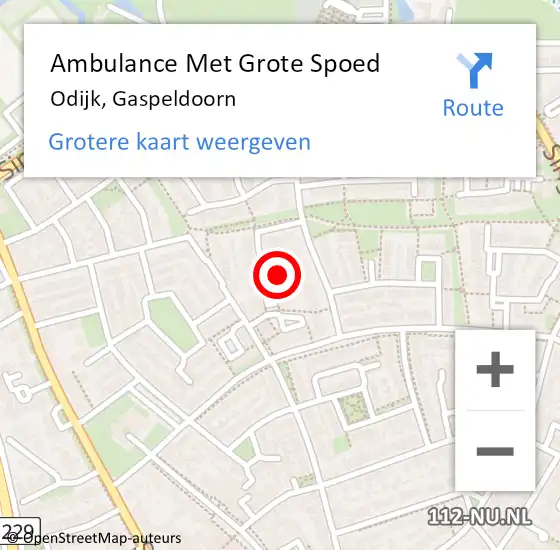 Locatie op kaart van de 112 melding: Ambulance Met Grote Spoed Naar Odijk, Gaspeldoorn op 30 januari 2015 09:21