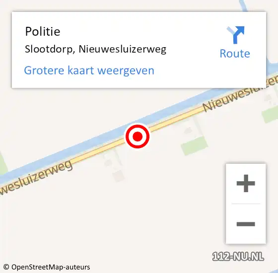 Locatie op kaart van de 112 melding: Politie Slootdorp, Nieuwesluizerweg op 30 januari 2015 09:48