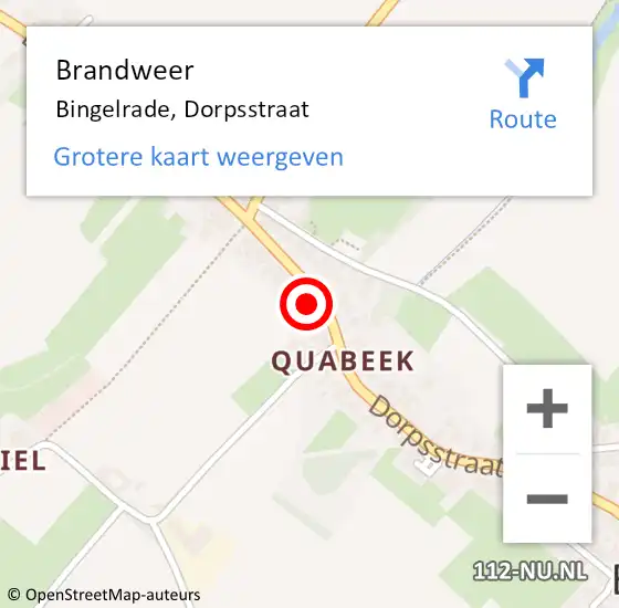 Locatie op kaart van de 112 melding: Brandweer Bingelrade, Dorpsstraat op 30 januari 2015 09:49