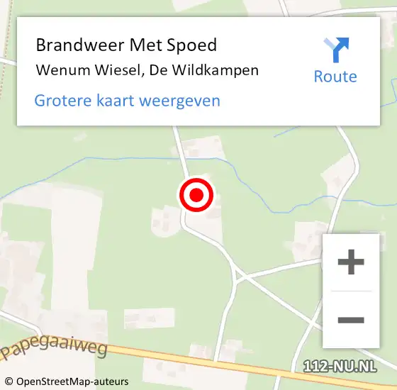 Locatie op kaart van de 112 melding: Brandweer Met Spoed Naar Wenum Wiesel, De Wildkampen op 28 oktober 2013 14:00