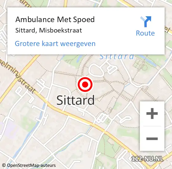 Locatie op kaart van de 112 melding: Ambulance Met Spoed Naar Sittard, Misboekstraat op 28 oktober 2013 14:01