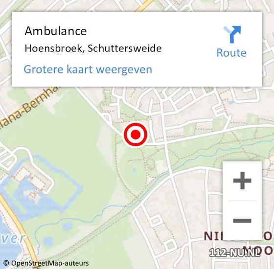 Locatie op kaart van de 112 melding: Ambulance Hoensbroek, Schuttersweide op 30 januari 2015 10:07