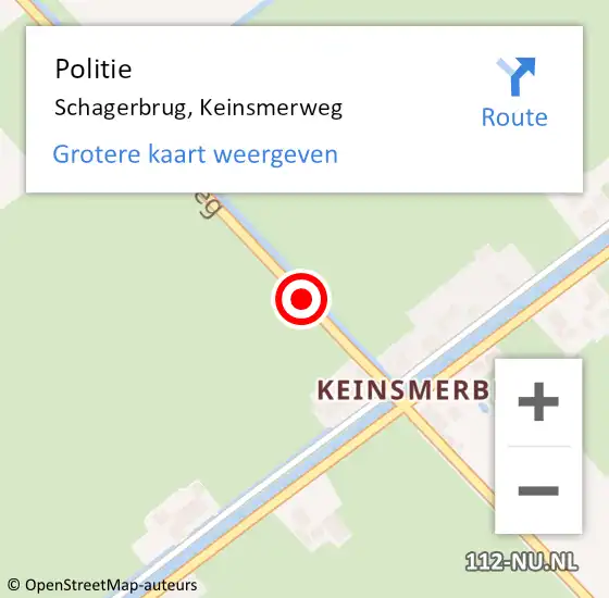 Locatie op kaart van de 112 melding: Politie Schagerbrug, Keinsmerweg op 30 januari 2015 10:14