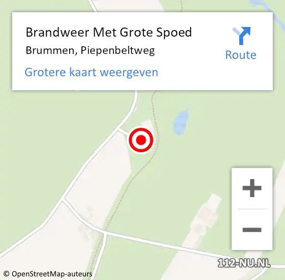 Locatie op kaart van de 112 melding: Brandweer Met Grote Spoed Naar Brummen, Piepenbeltweg op 30 januari 2015 10:18