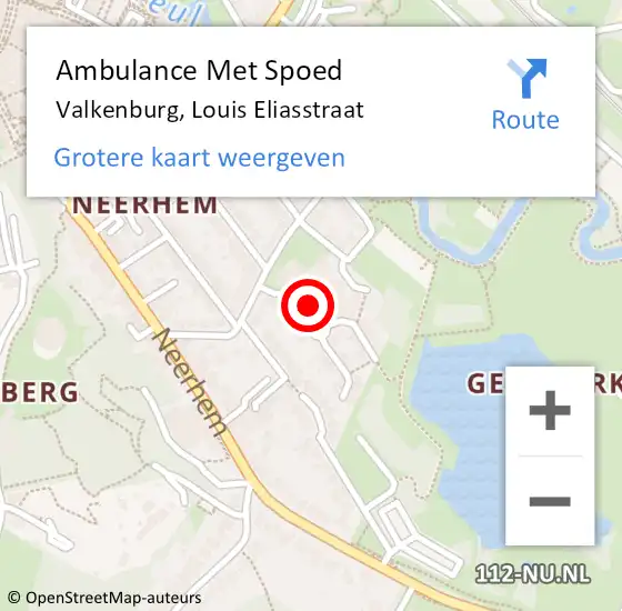 Locatie op kaart van de 112 melding: Ambulance Met Spoed Naar Valkenburg, Louis Eliasstraat op 30 januari 2015 10:43